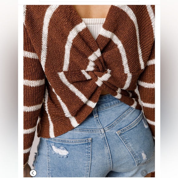 🤎New Francesca’s Jada Striped Back Knot Sweater🤎 - Picture 5 of 6